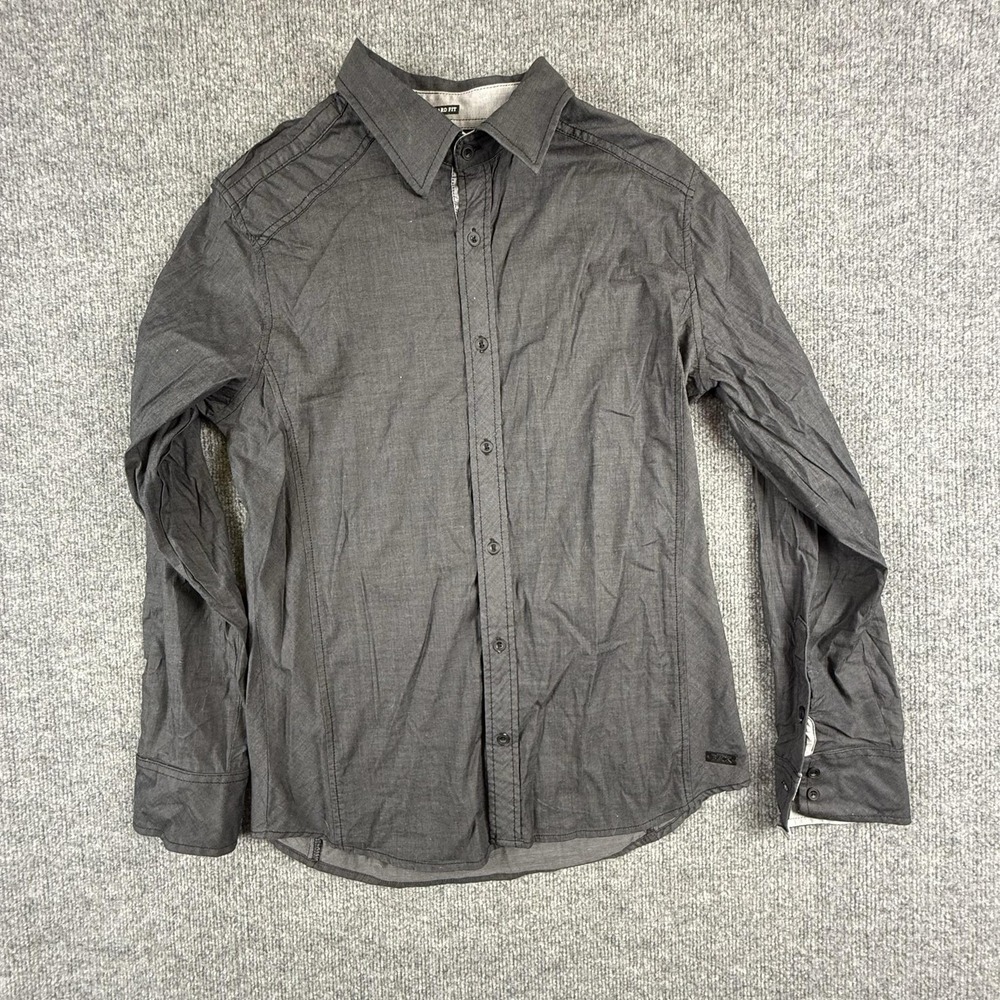 Buckle Black Shirt Mens Medium Gray Stretch Long Sleeve Button Up Casual
